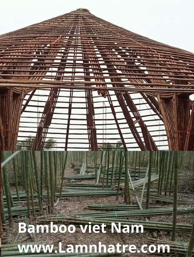 Khung nhà tre lợp mái lá guột